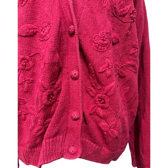 Christina Vintage Women’s Sweater Cardigan. White Tufted Boucle Design Sz L - Picture 3 of 9